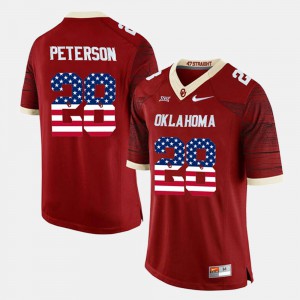 For Men's Sooners #28 Adrian Peterson Crimson US Flag Fashion Jersey 412040-945