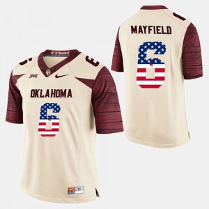 For Men Sooners #6 Baker Mayfield White US Flag Fashion Jersey 814161-120