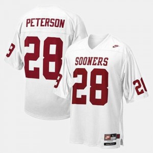 Youth(Kids) Sooners #28 Adrian Peterson White College Football Jersey 882845-814